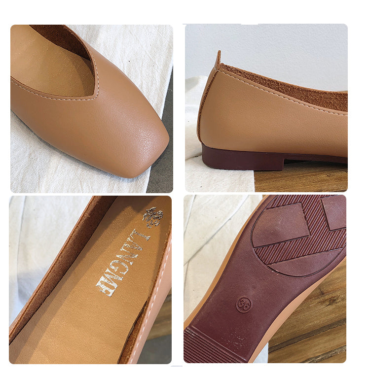 INGVN  Fashion Women Flat Shoe  Elegant Shallow Low-heeled Sandals 2026 Beige Korean Slippers Square Toe Slip-on Simple Woman Shoes