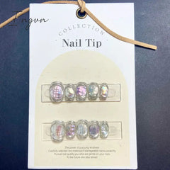 10Pcs Short Handmade Press on Nails Aurora Borealis Colours Ballet Wearable False Nails Decoration Full Cover Nail Tips Art