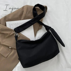 Ingvn - Handbag Women Black Shoulder Bag Designer Handbags Shopper Girls Chain Removable Adjustable Strap Messenger Nylon Crossbody Bags