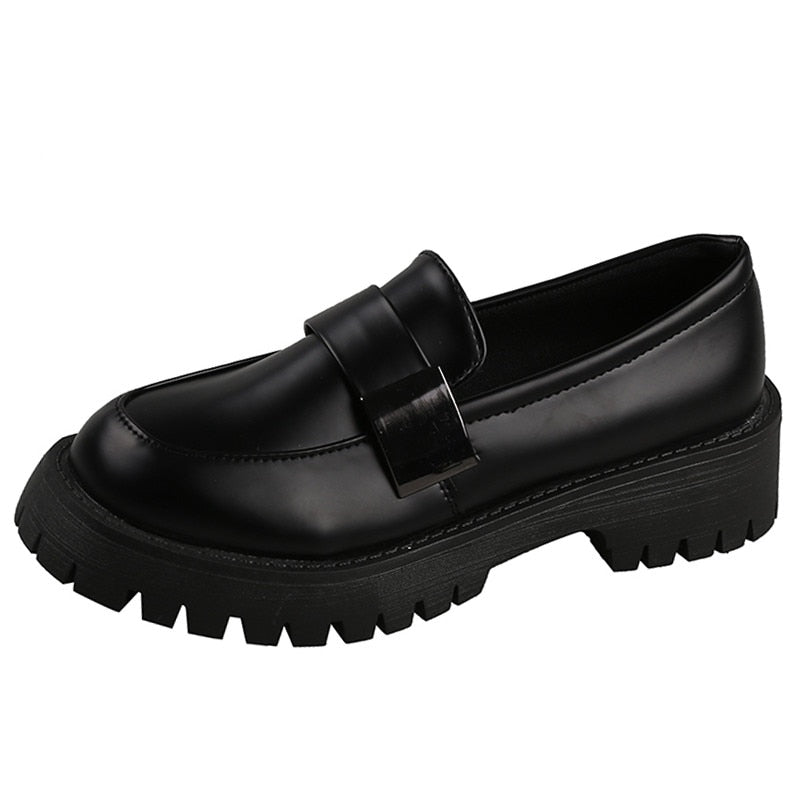 Womens Derby Shoes Black Flats British Style Casual Female Sneakers Ladies' Footwear Shallow Mouth Loafers With Fur Soft