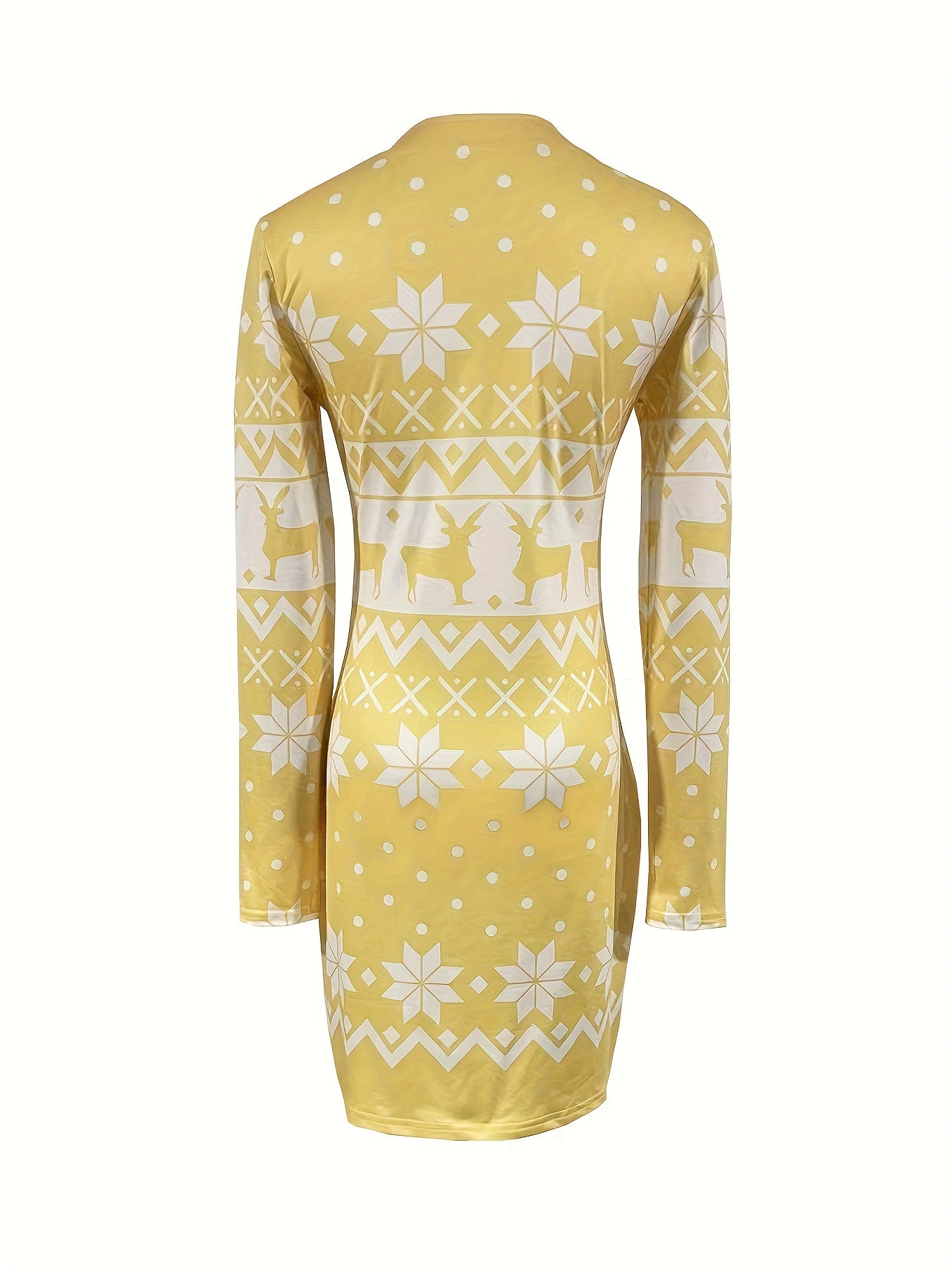 Elegant Christmas Deer Bodycon Dress - Cozy, Durable & Chic for Holiday Seasons, Ideal for Spring/Fall Celebrations