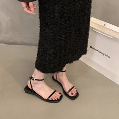 Summer Gladiator Women Sandals Fashion Elegant Ankle Buckle Open Toe Shoes Ladies Outdoor Dress Low Heel Sandalias Mujer