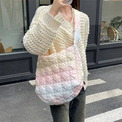 Ingvn  Sweet Color Large Capacity Women's Shoulder Bag Fashion Rhombus Pleated Design Ladies Messenger Bags Simple Novel Female Handbag