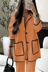 Ingvn - Casual Solid Pocket O Neck Long Sleeve Two Pieces