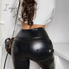 Ingvn - Melody Artificial Leather Pants High Waist Pencil Pants Women Clothing Skinny Leggings Elastic Sexy Hip Butt Lift Pants