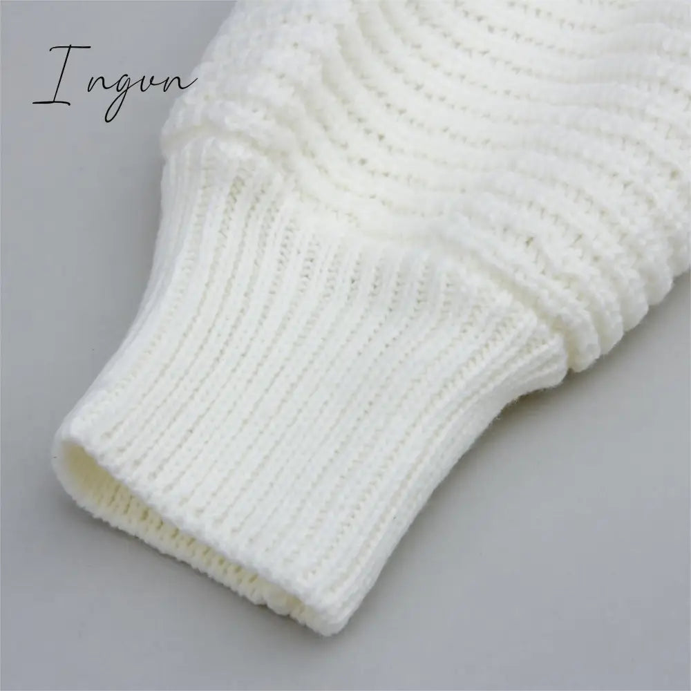 Ingvn - The hottest ladies casual off-shoulder lantern sleeve knitted sweater dress