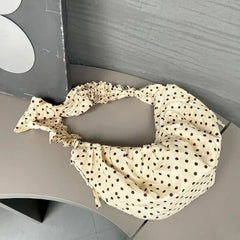 Ingvn  Women Chic Underarm Bag Large Capacity Polka Dot Retro Crossbody Bag All Matched Pleated Dumpling Bag for Outdoor Travel