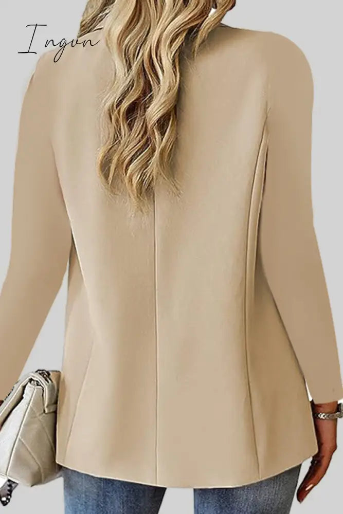 Ingvn - Casual Solid Cardigan Turn-back Collar Outerwear
