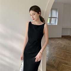 Elegant Evening Party Bodycon Midi Dress for Women Summer New Vintage Fashion Sleeveless Spaghetti Strap Casual Female Clothing