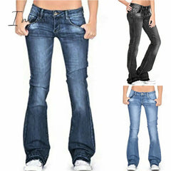 Ingvn - Skinny Flared Jeans Women's Fashion Denim  Pants Bootcut Bell Bottoms Stretch Trousers Women Jeans Woman Jeans Low Rise Jeans