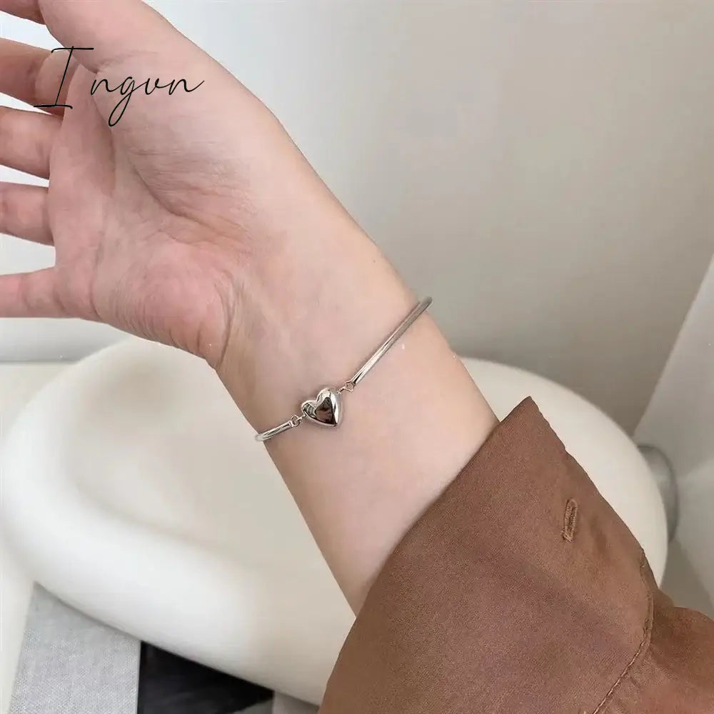 Y2K Jewelry Bracelets for Women Korean Fashion Sweet Girls Heart Delicate Silver Color Chain Bracelet Party Accessories Gifts