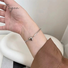 Y2K Jewelry Bracelets for Women Korean Fashion Sweet Girls Heart Delicate Silver Color Chain Bracelet Party Accessories Gifts