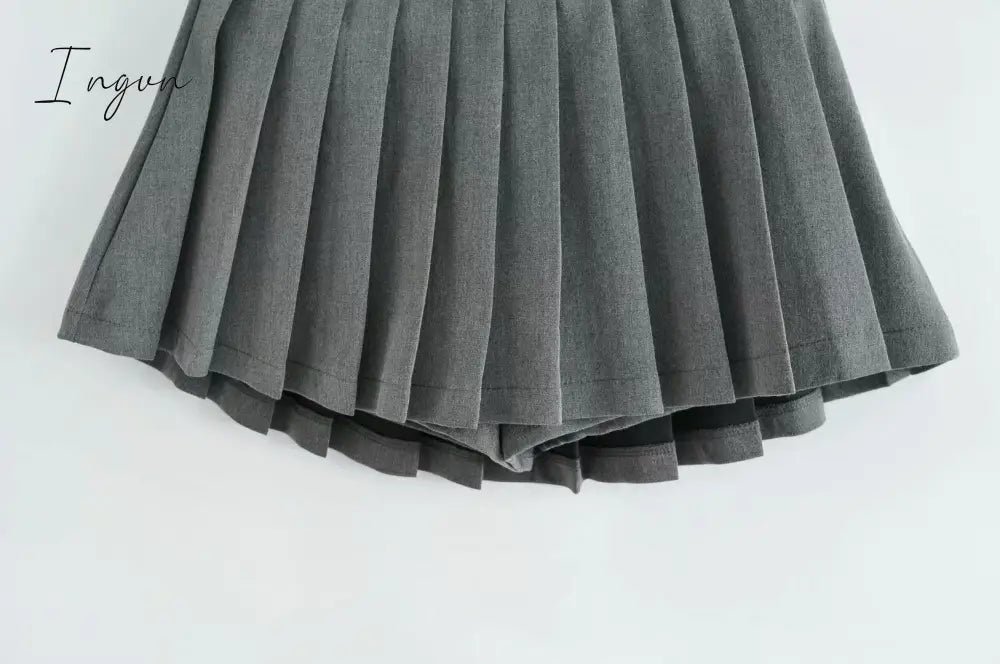 Ingvn - Summer High Waist Skirts Womens Sexy Mini Skirts Vintage Pleated Skirt Korean Tennis Skirts Short White Black