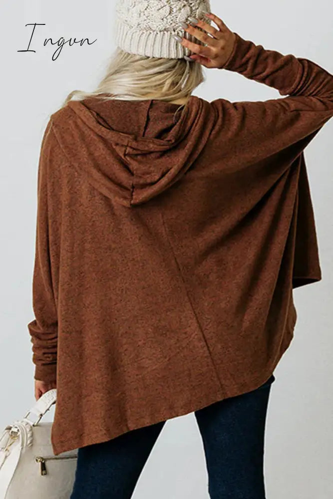 Ingvn - Casual Solid Make Old Hooded Collar Tops