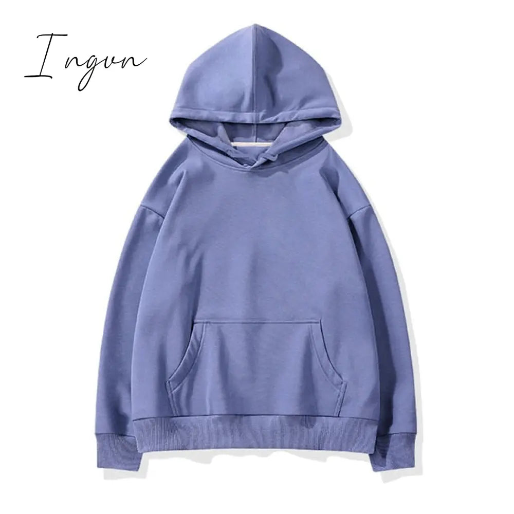 Ingvn - Women Unisex Couple Fleece 100% Cotton Suits 2 Pieces Sets Casual Tracksuit Hoodies Sweatshirt Pants Plus Size