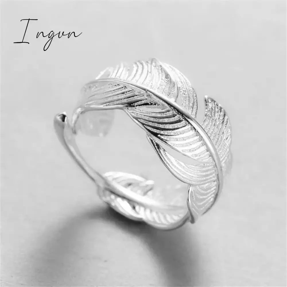 Simple Fashion Silver Color Feather Dolphin Adjustable Ring Exquisite Jewelry Ring For Women Party Wedding Engagement Gift