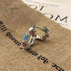 Korean Fashion Colorful Zircon Flower Cross Stud Earring for Women Aesthetic Jewelry Harajuku Cool Y2K Accessories New