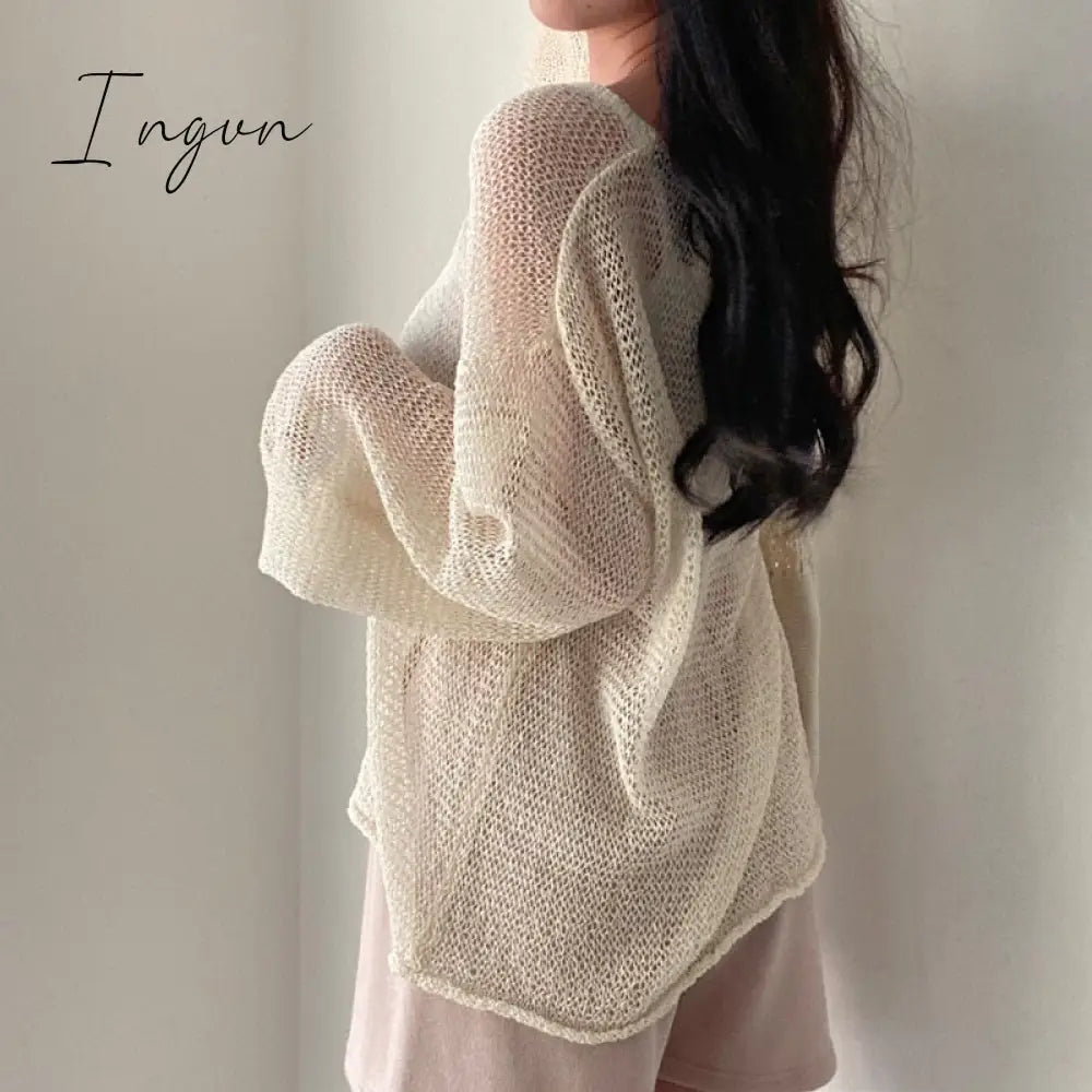 Ingvn - Lazy Style Full Sleeves Jumpers Tops Hollow Out Sexy Women Fashion Casual Streetwear Chic Femme Sweaters Pullovers