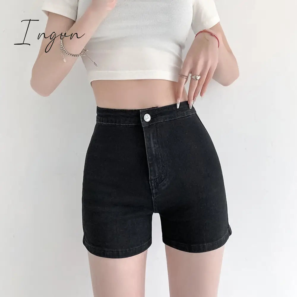 Ingvn - Women Shorts Sexy Jeans Peach 2023 Summer New Mini Elegant Lady Skinny Denim Shorts Female Casual Cycling Short Harajuku