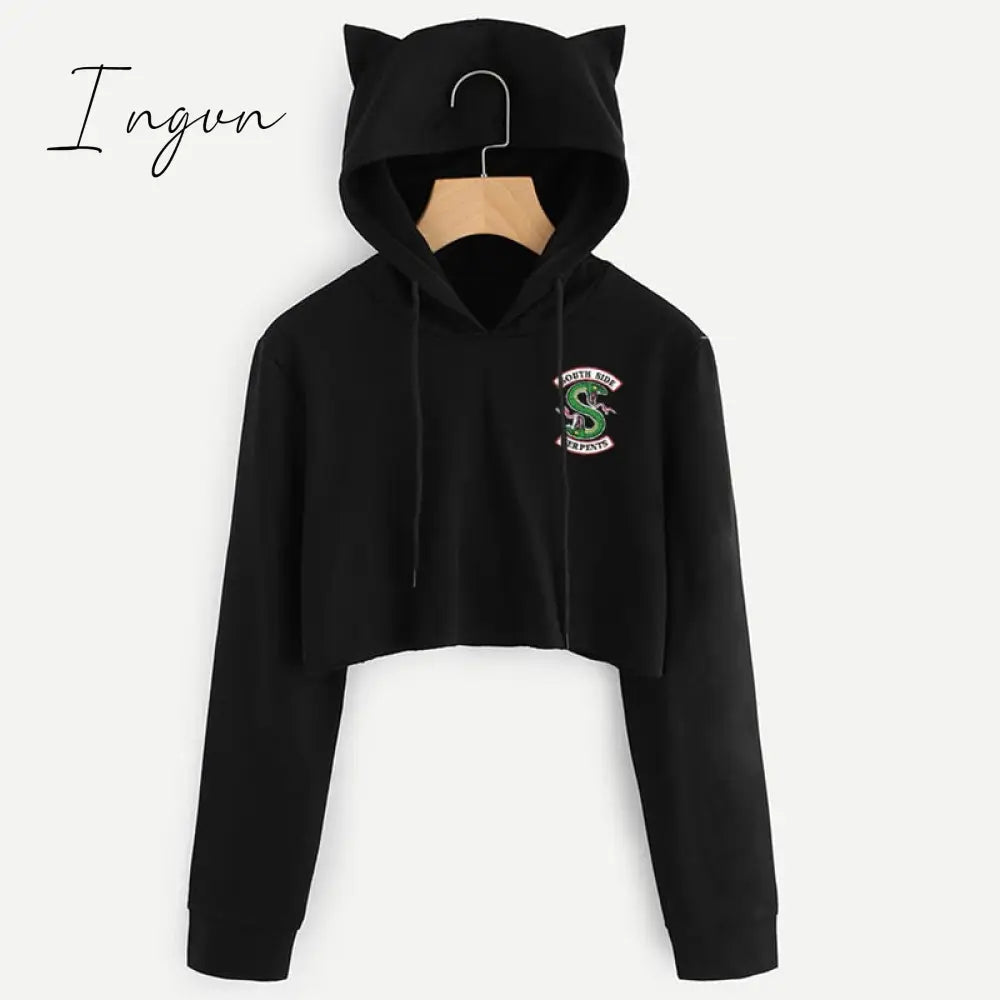 Ingvn - Winter Autumn Letter Print Women Hoodies Crop Sweatshirts Harajuku Best Friends Tv Crop Top Hoodie Long Sleeve Pullovers