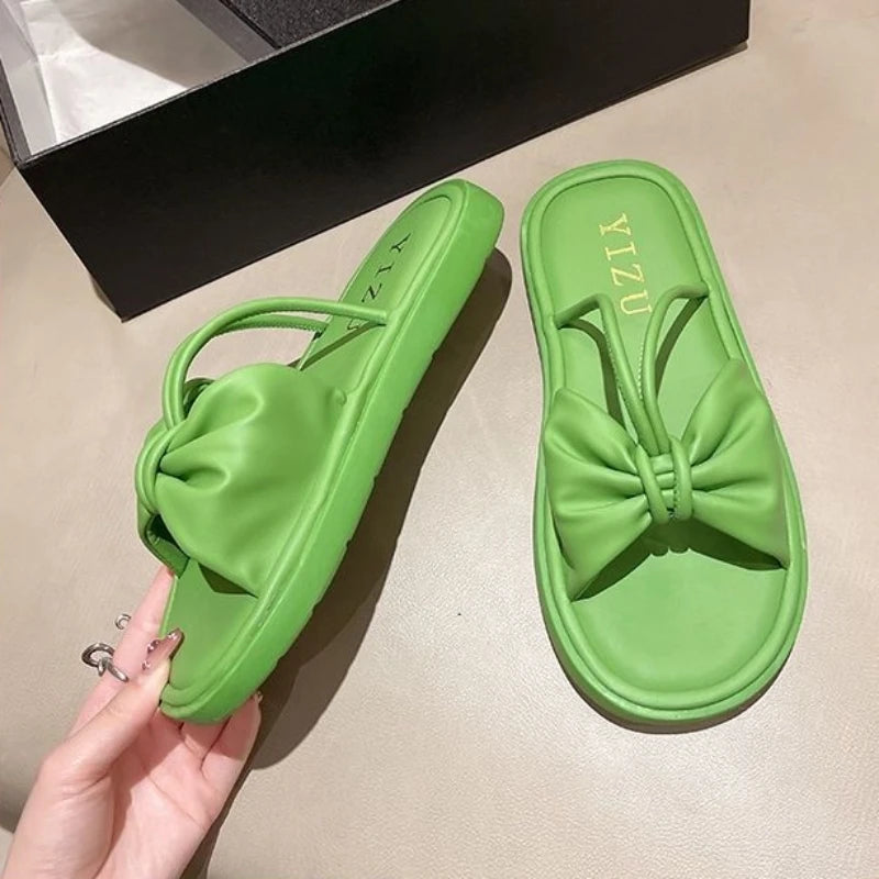Flat Slides Shoes Summer Rubber Open Toe Home House Green Women's Slippers and Ladies Sandals White I Comfortable Elegan 39