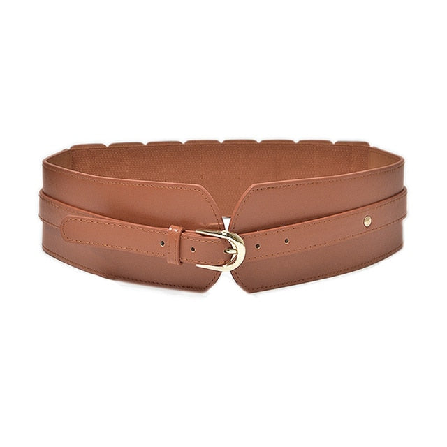 Luxury ladies wide belt elastic vintage buckle leather wide fashion wild pin buckle women's belt waist seal belt