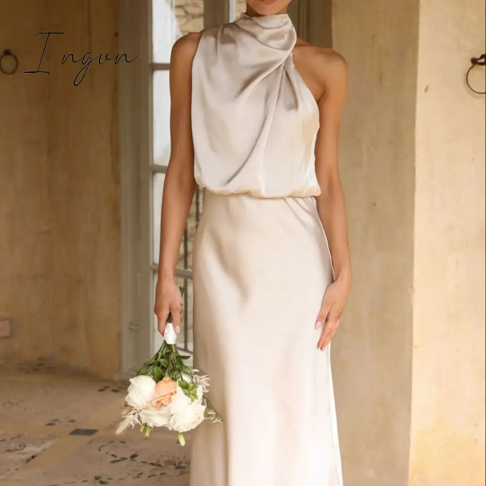 Ingvn - Women Long Dress 2023 Fashion Solid Summer Sleeveless Long dresses for female Elegent lady Party Evening Slim Dresses