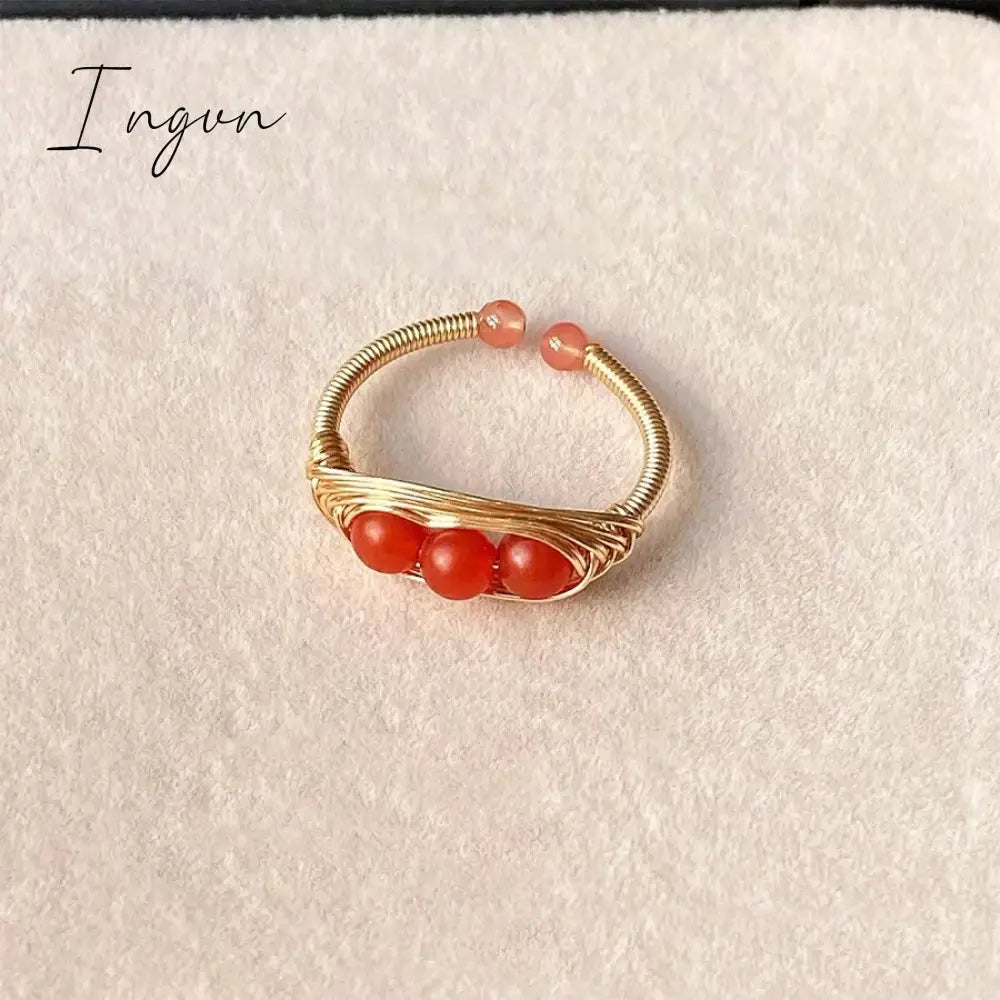 New Fashion Simple Colorful Crystal Natural Stone Opening Ring for Women Exquisite Copper Ring Sweet Elegant Party Jewelry