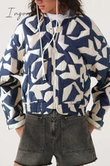 Ingvn - Street Geometric Printing Mandarin Collar Outerwear