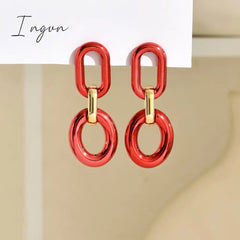 Ingvn - Acrylic Link Drop Earrings Trendy Resin Geometric Chain Pendant Earrings New 2023 Hanging Choker Earrings Fashion Women Jewelry