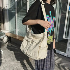 Ingvn - Women Vintage Handbag Canvas Teenager Shoulder Tote Bags Messenger Bags Ladies Casual Handbag Crossbody Purse