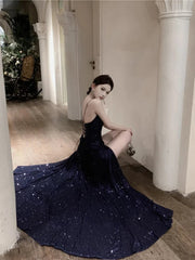 Elegant Backless Split Sequin Long Dresses for Women Summer Sexy Fashion Luxury Slim Bandage Robe Evening Party Female Clothing