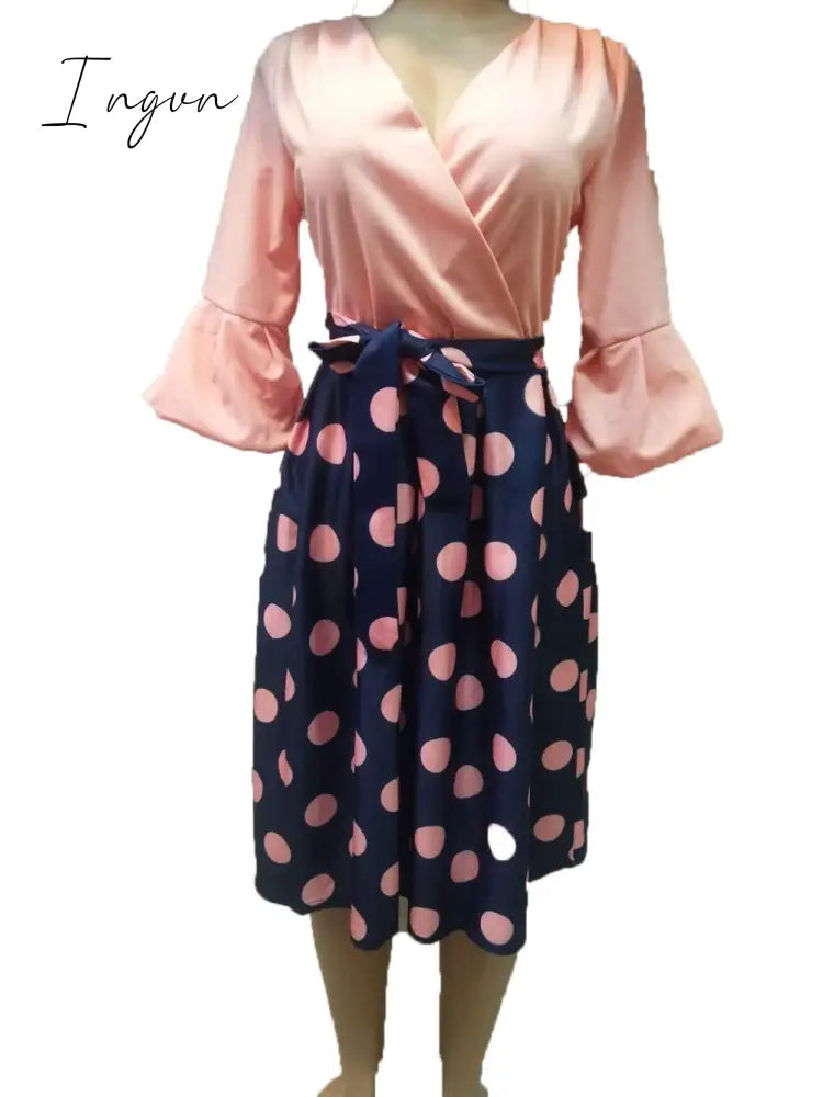Ingvn - new summer elegent fashion style african women printing plus size polyester dress L-3XL