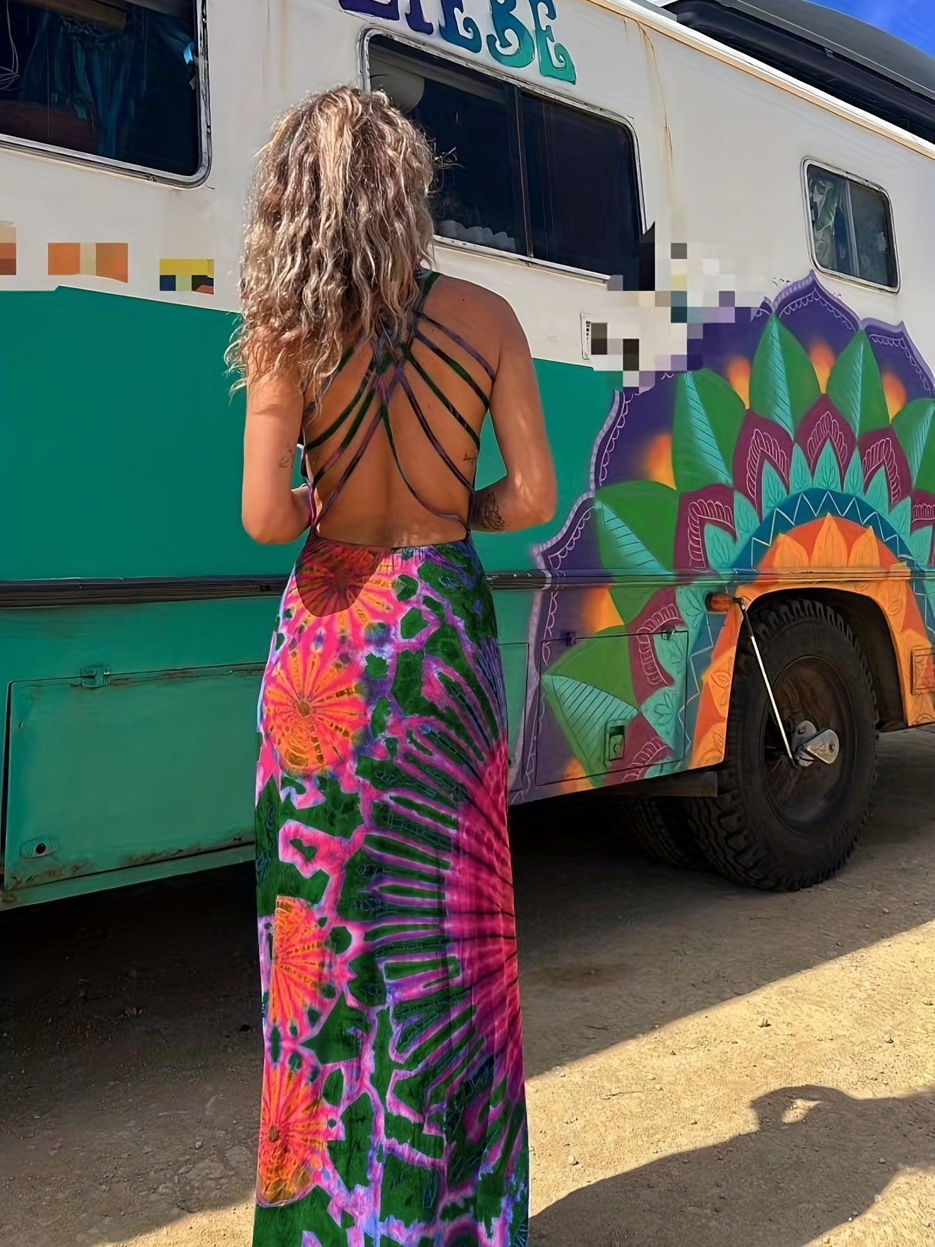Flirty Floral Print Backless Dress - Stylish Sleeveless Ankle-Length for Spring & Summer - Comfortable Womens Fashion Ideal for Warm Weather Outings