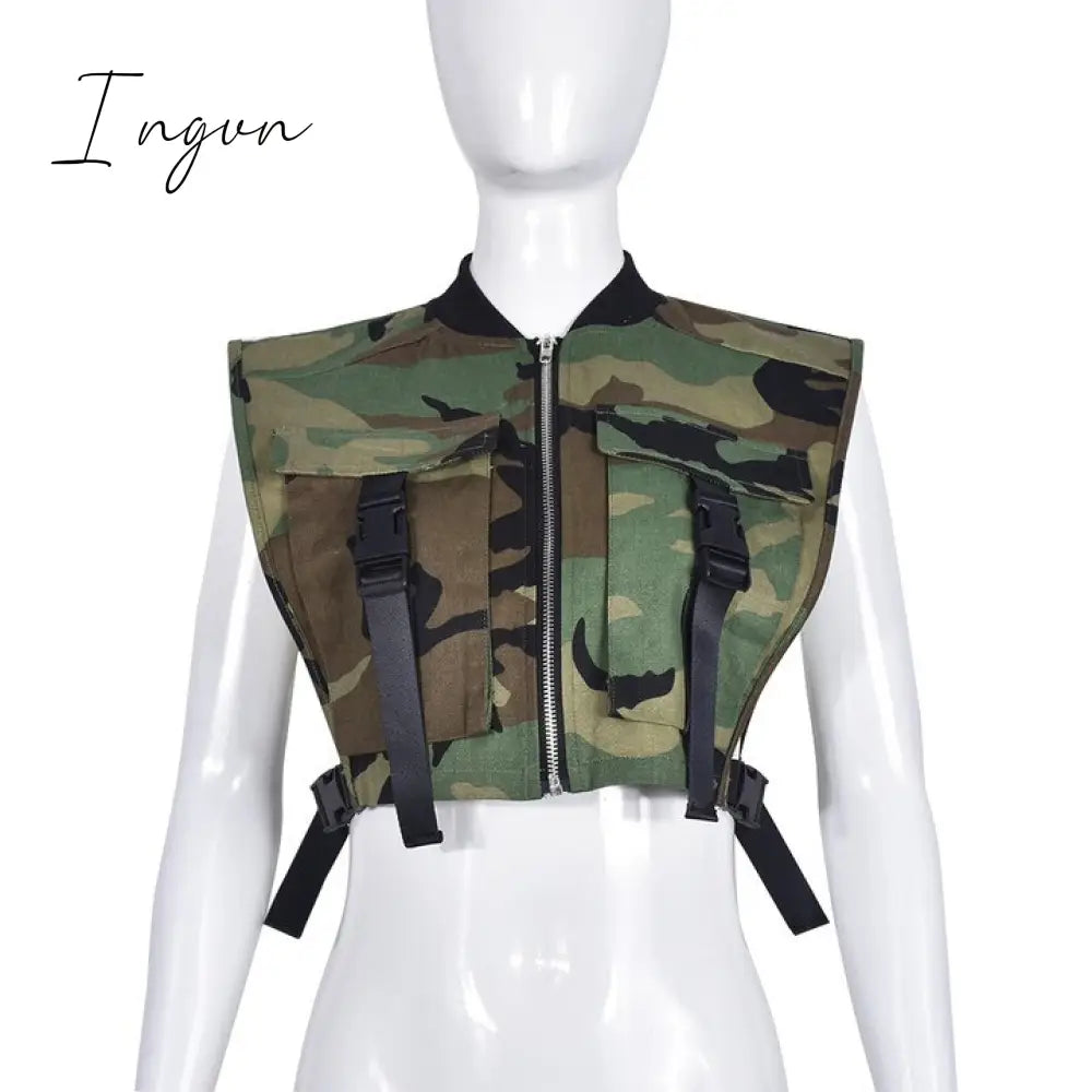 Ingvn - Fashion vest Jacket for Women 2023 Spring New Solid Color Sleeveless Slim Crop Tops Women Vest