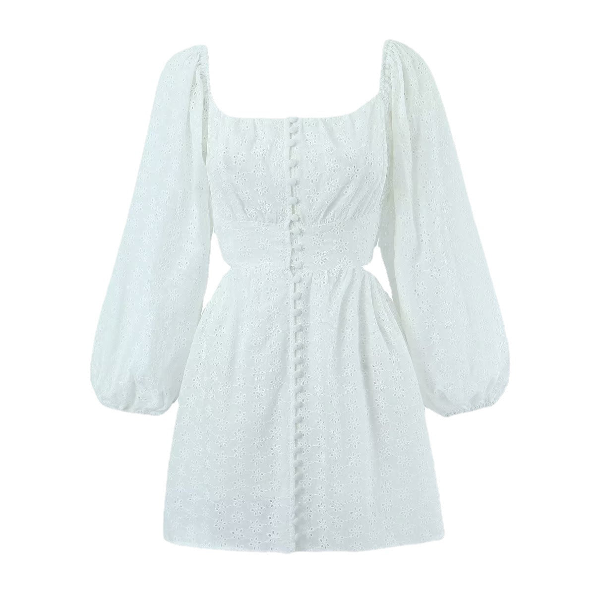 Pphmm outfit inspo Spring New Women's Solid Color off-Neck Back Cross Backless Long Sleeve Lace Short Dress