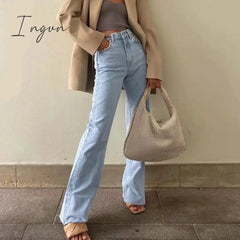 Ingvn - Spring Outfits Casual Fashion Straight Leg Women's Jeans Denim Bottom Harajuku Boyfriend Long High Waist Baggy Jeans Fall Pants