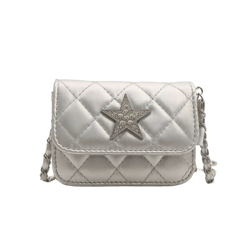 Ingvn  Fashion Star Women's Small Square Shoulder Bag Sewing Thread Female Crossbody Bags Simple Chain Ladies Retro Tote Purse Handbags