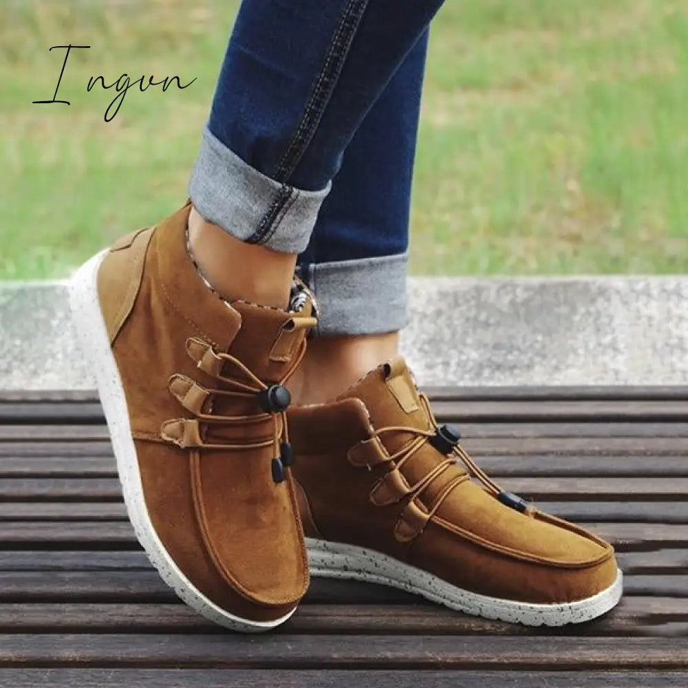 Ingvn - Casual Laced Front Ankle Boots
