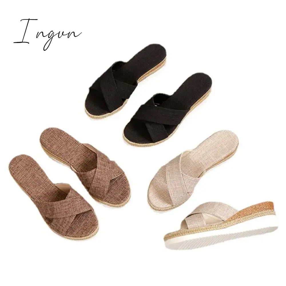 Ingvn - Women Sandals Wedges Heels Summer Shoes For Women Platform Sandalias Mujer Elegant Woman Heeled Shoes Slippers Summer Footwear