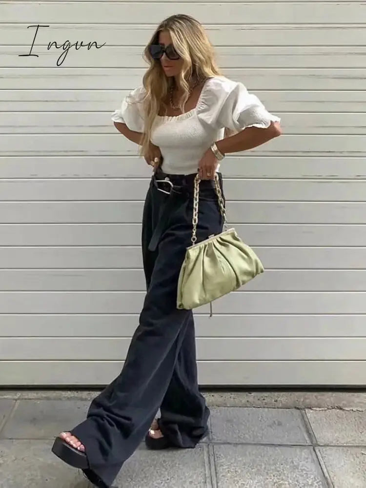 Ingvn - Casual Fashion Straight Leg Women's Jeans Denim Bottom Harajuku Boyfriend Long High Waist Baggy Jeans Fall Pants