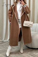 Ingvn - Elegant Solid Embroidered Turndown Collar Outerwear