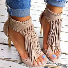 Ingvn - Fashion Open Toe Tassels Ankle Ladies Sandals