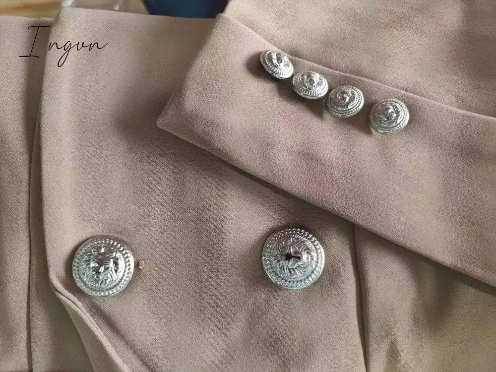 Ingvn - JK Blazer Skirt Set Female Short Suit Jacket + Pleated Skirt Spring Autumn Professional Wear Elegant Goddess Two-piece Set