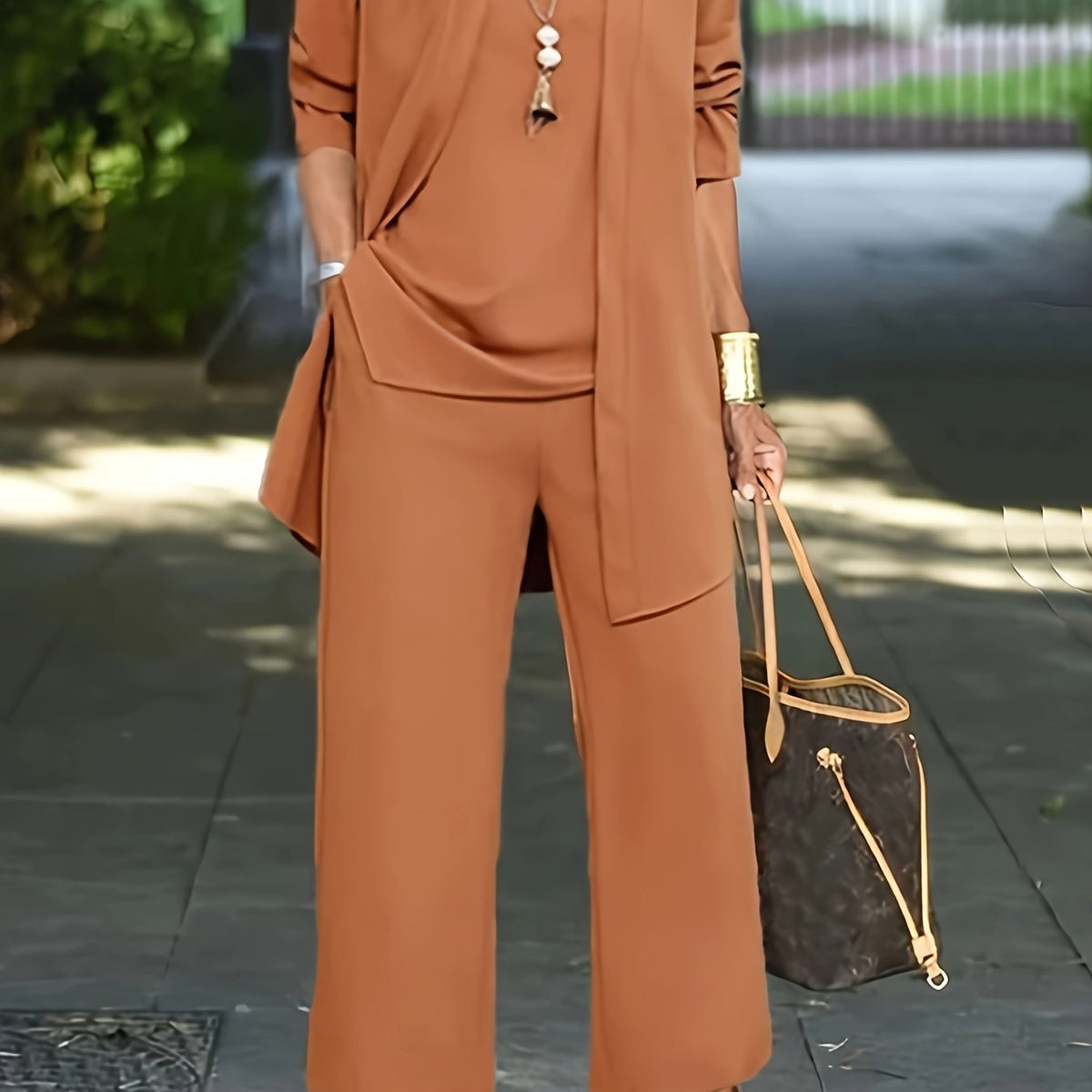 Chic Solid Three-Piece Outfit Set - Comfy Long Sleeve Cardigan, Versatile Top & Sleek Pants - Everyday Casual Wear for Women