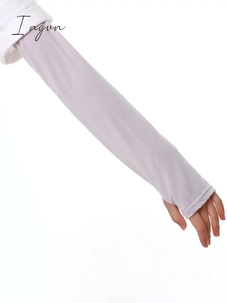 Ingvn - Ice Silk Sun Protection Simple Solid Color Sleevelet