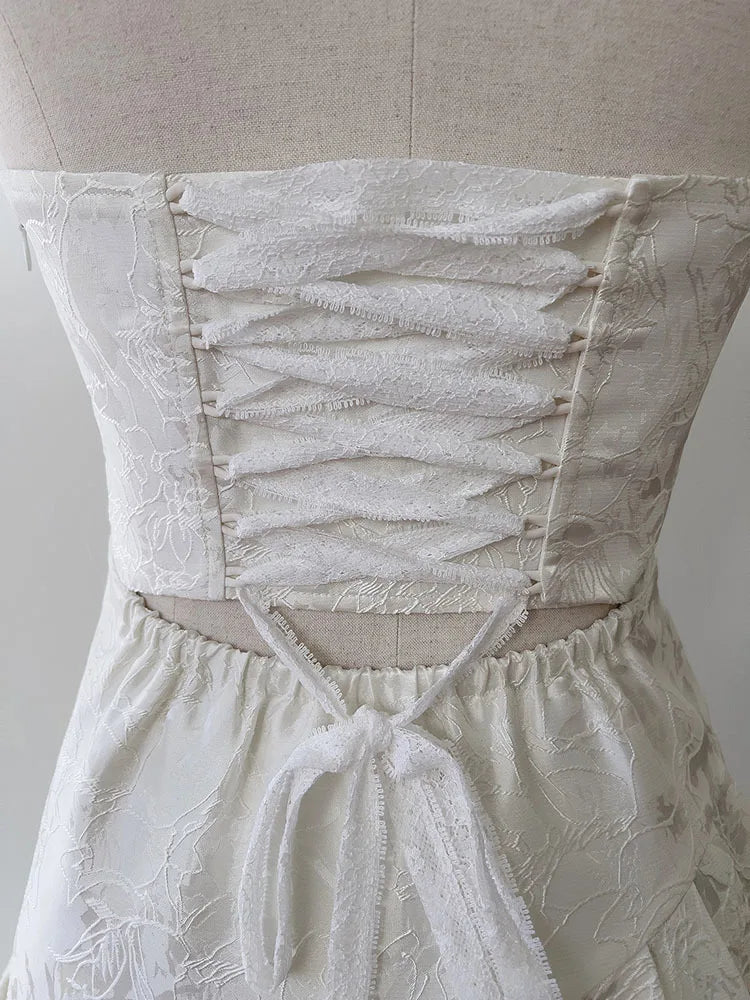 Brooch Women's Neck-mounted Dress Bandage Lace Hollow Out Sleeveless Backless V-Neck 2025 Spring New Dresses Female