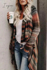 Ingvn -  Striped Shawl Sweater 2 Styles