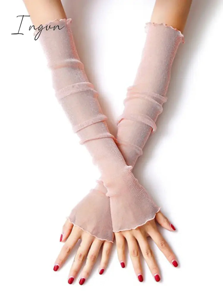 Ingvn - Sun Protection Mesh Solid Color Sleevelet