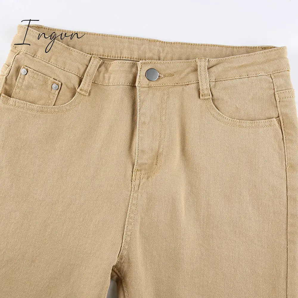 Ingvn - Women's jeans woman high waist Flared Jeans Khaki Black Brown Pants Women's pants for women clothing trouser Jean women trousers